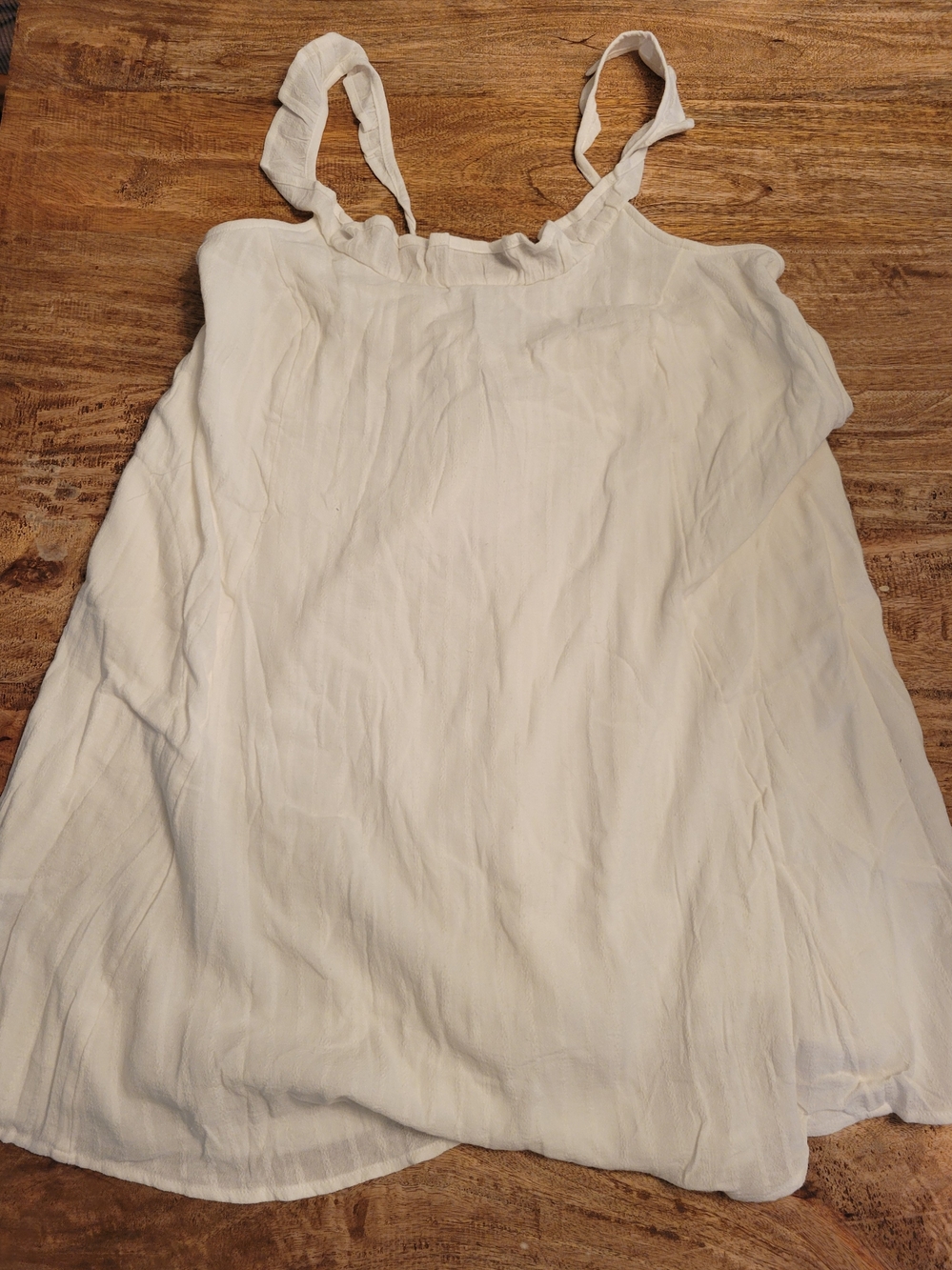 Women's White Sleeveless Ruffle-Trim Beach Cover-up